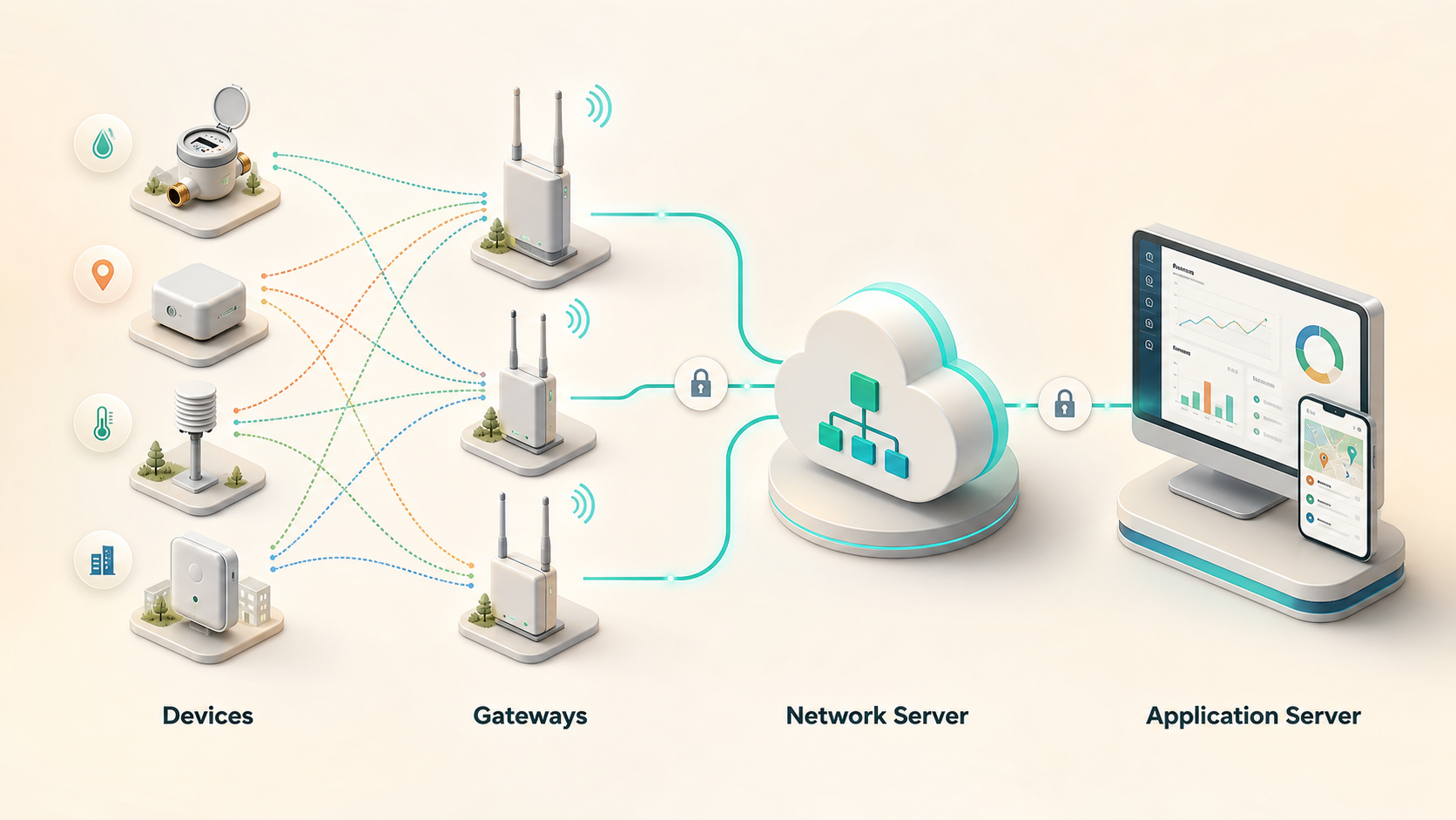 LoRaWAN Device Classes A, B, and C technical illustration